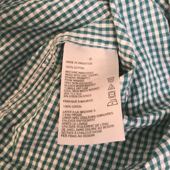 Nautica Men’s Gingham 100% Cotton US S Green & White Long Sleeve Button down - Picture 7 of 7